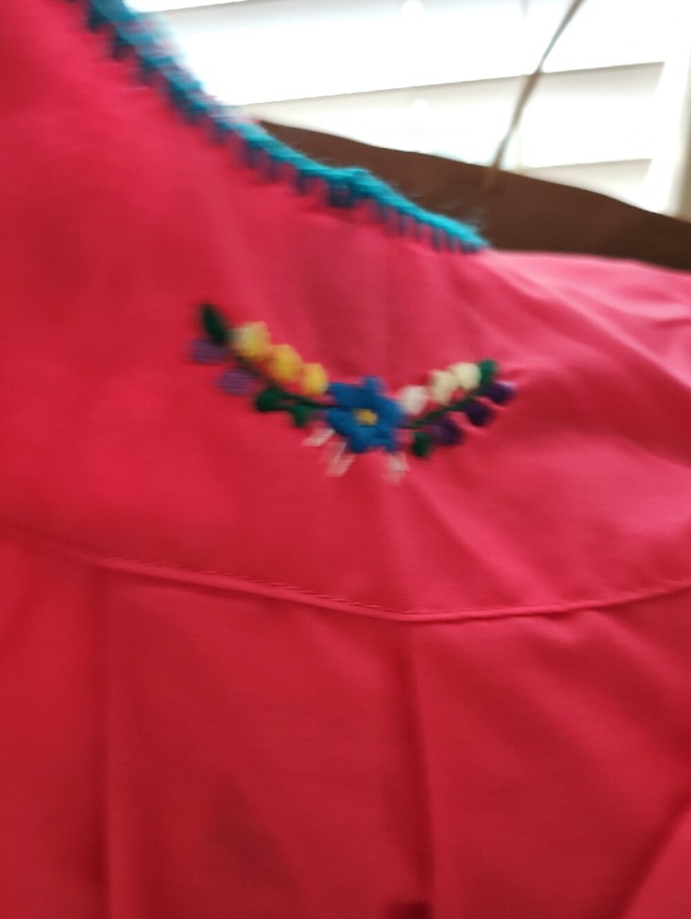 Hand-Embroidered Girl's Pink Mexican Dress - Picture 7 of 8